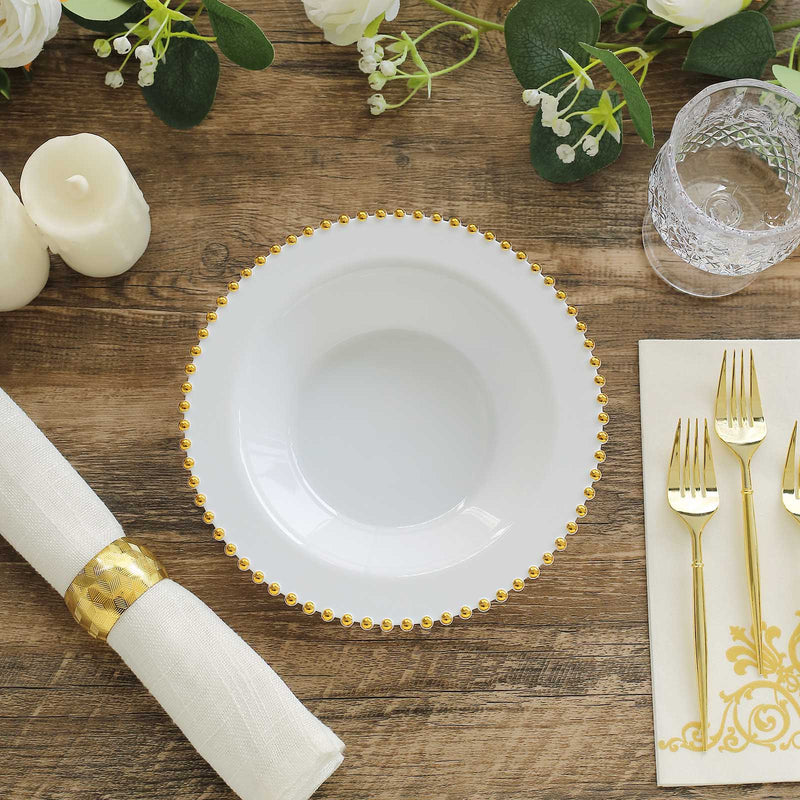 10 Plastic Soup Bowls with Beaded Rim