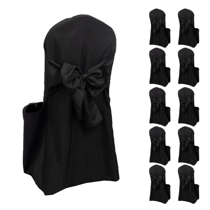 10 Polyester Banquet Chair Covers with Attached Sashes