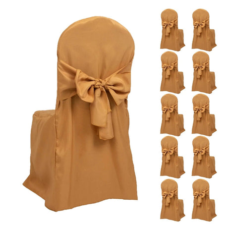 10 Polyester Banquet Chair Covers with Attached Sashes