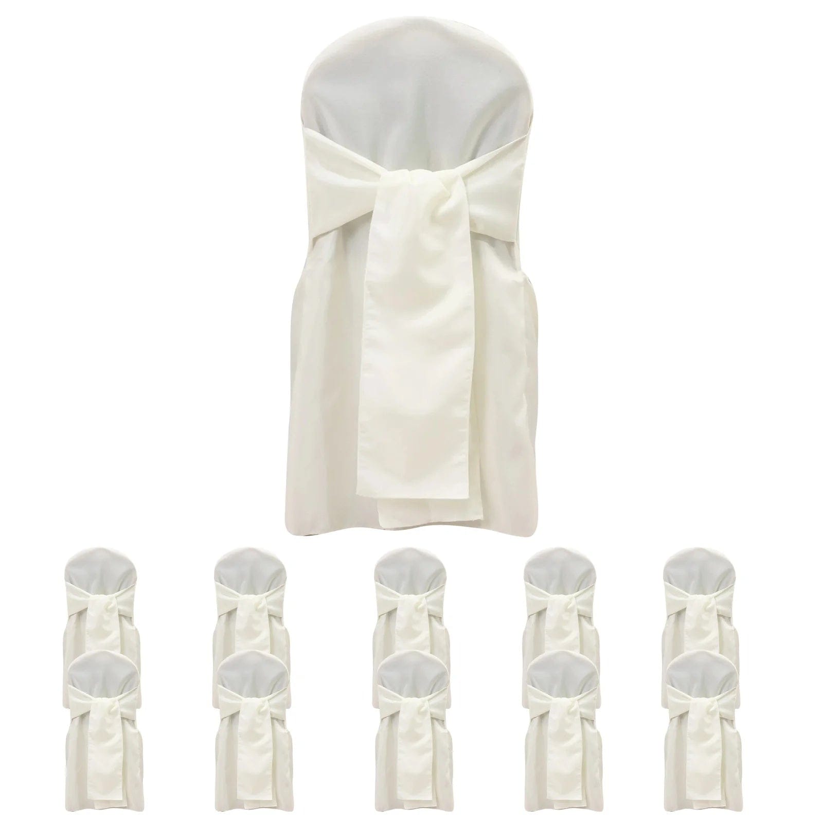 10 Polyester Banquet Chair Covers with Attached Sashes