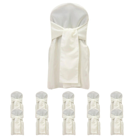 10 Polyester Banquet Chair Covers with Attached Sashes