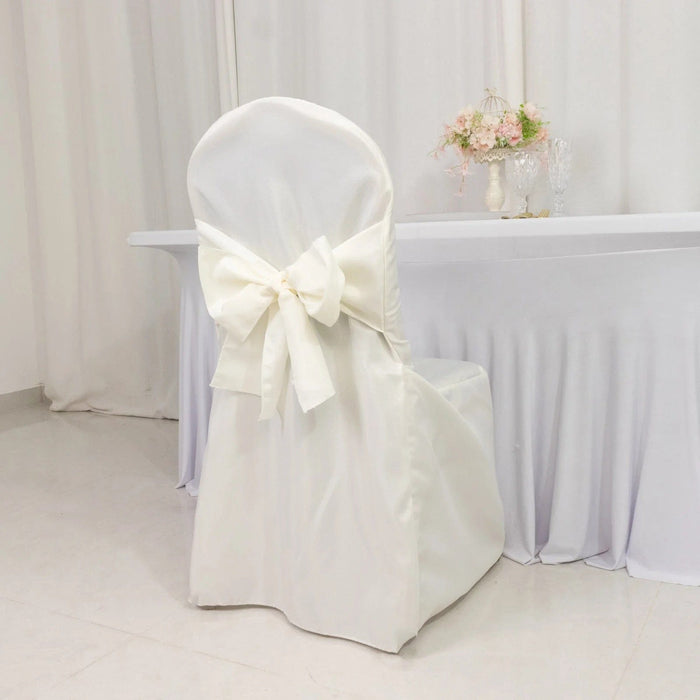 10 Polyester Banquet Chair Covers with Attached Sashes
