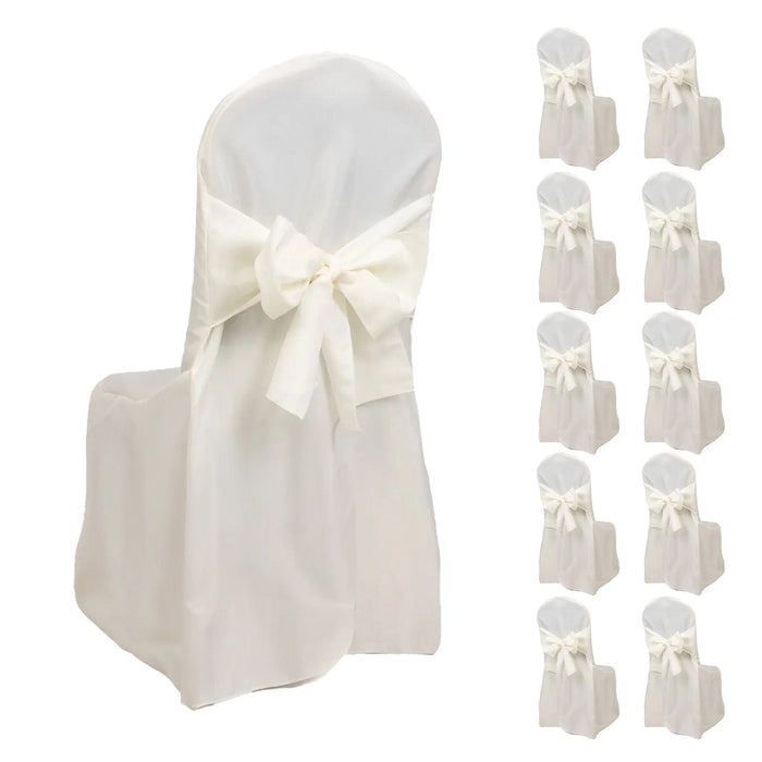 10 Polyester Banquet Chair Covers with Attached Sashes