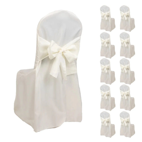 10 Polyester Banquet Chair Covers with Attached Sashes