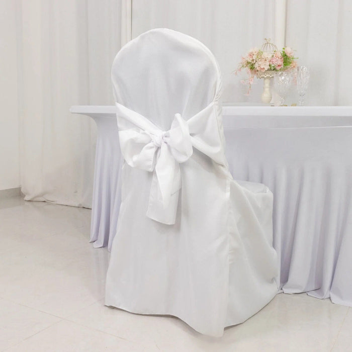 10 Polyester Banquet Chair Covers with Attached Sashes