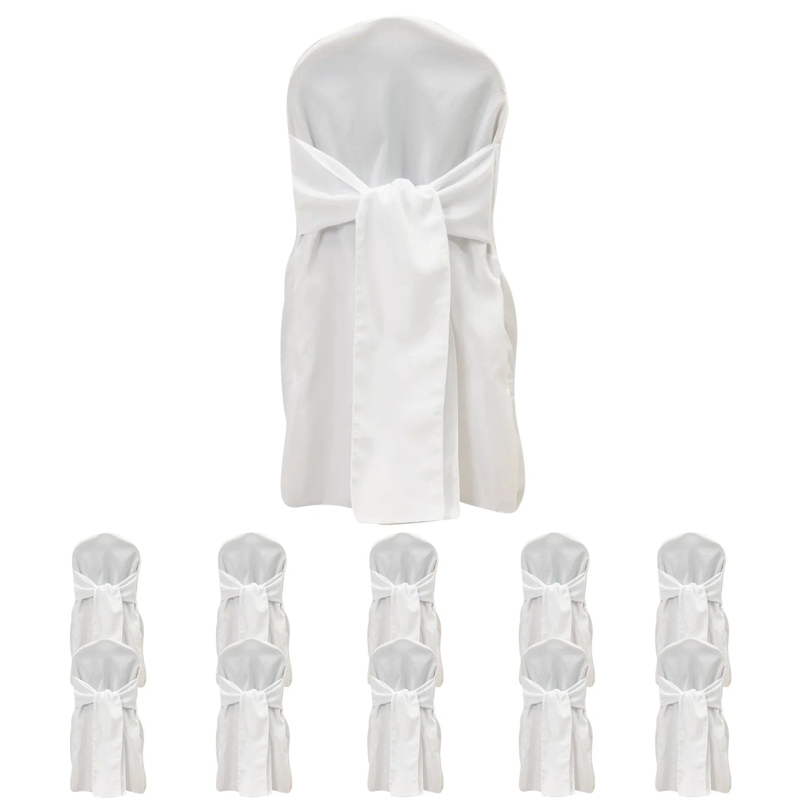10 Polyester Banquet Chair Covers with Attached Sashes