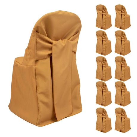 10 Polyester Folding Chair Covers with Attached Sashes