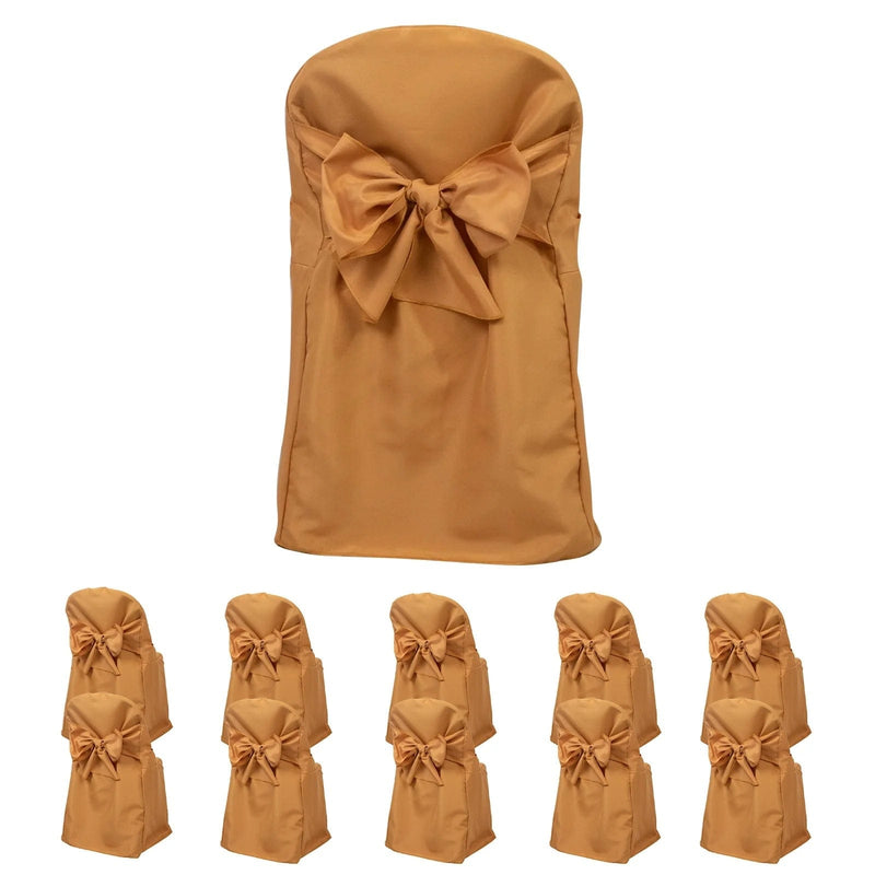 10 Polyester Folding Chair Covers with Attached Sashes