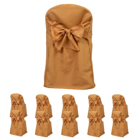 10 Polyester Folding Chair Covers with Attached Sashes