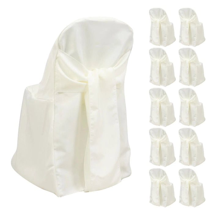 10 Polyester Folding Chair Covers with Attached Sashes