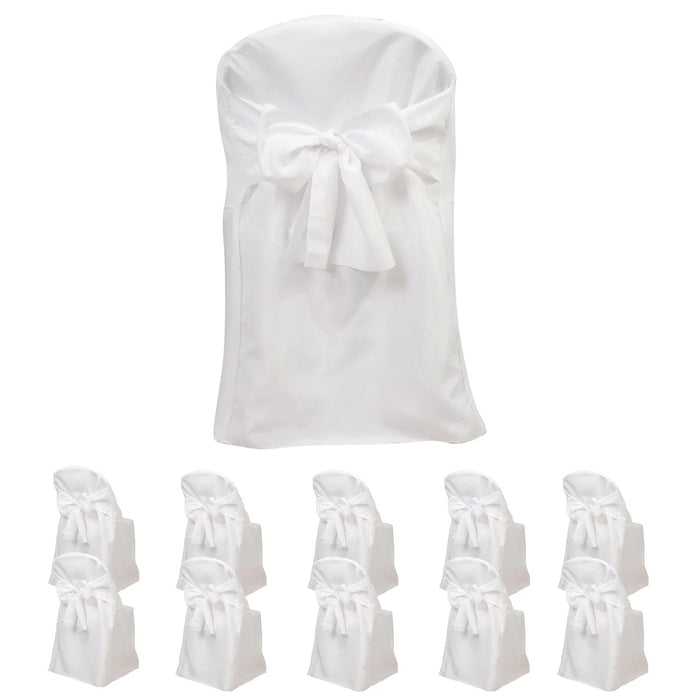 10 Polyester Folding Chair Covers with Attached Sashes