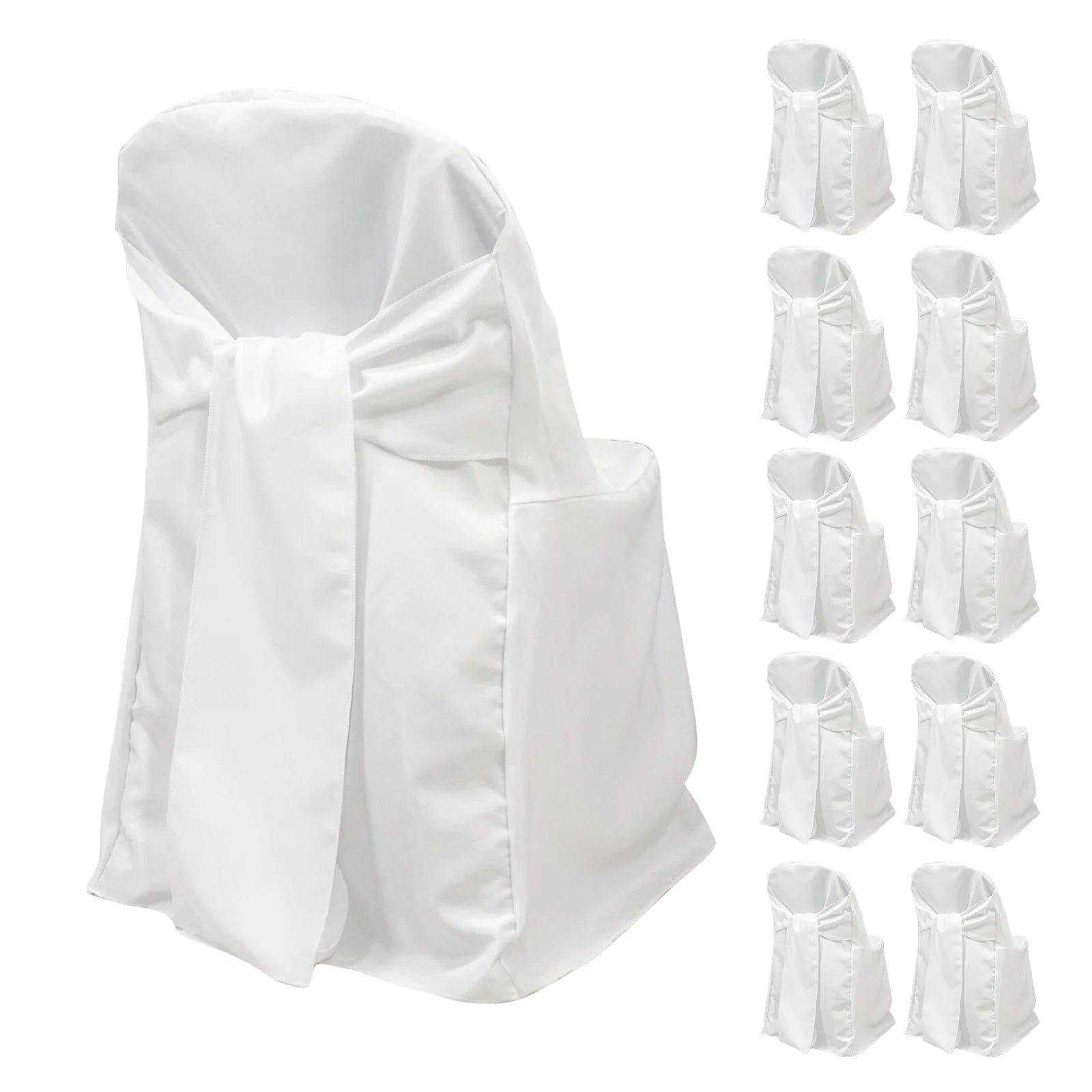 10 Polyester Folding Chair Covers with Attached Sashes