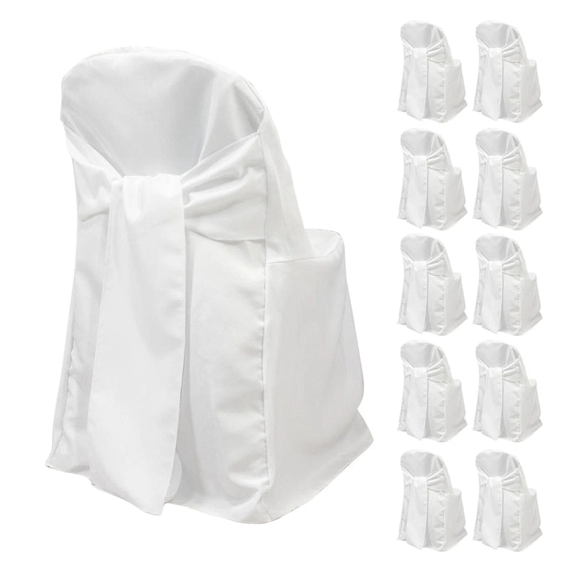 10 Polyester Folding Chair Covers with Attached Sashes