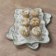 10 Rectangle 14" Paper Serving Trays French Toile Pattern - White and Sage Green DSP_PPTR_REC005_14_SAGE