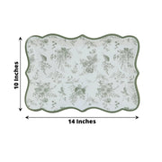 10 Rectangle 14" Paper Serving Trays French Toile Pattern - White and Sage Green DSP_PPTR_REC005_14_SAGE