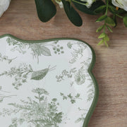 10 Rectangle 14" Paper Serving Trays French Toile Pattern - White and Sage Green DSP_PPTR_REC005_14_SAGE