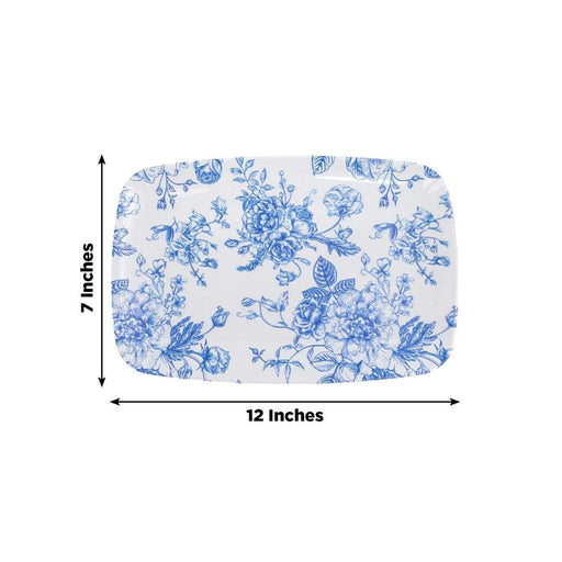 10 Rectangular 12" x 7" French Toile Plastic Serving Trays