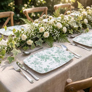 10 Rectangular 12" x 7" French Toile Plastic Serving Trays