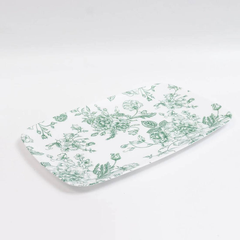 10 Rectangular 12" x 7" French Toile Plastic Serving Trays
