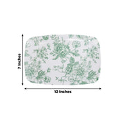 10 Rectangular 12" x 7" French Toile Plastic Serving Trays