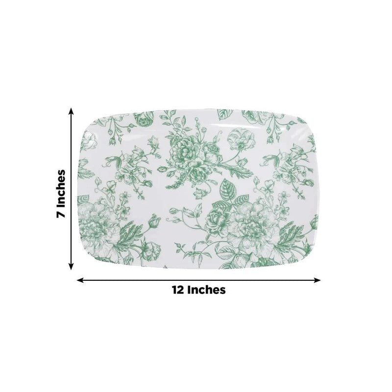 10 Rectangular 12" x 7" French Toile Plastic Serving Trays