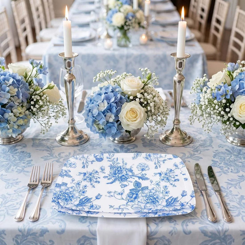 10 Rectangular 13" x 9" French Toile Plastic Serving Trays