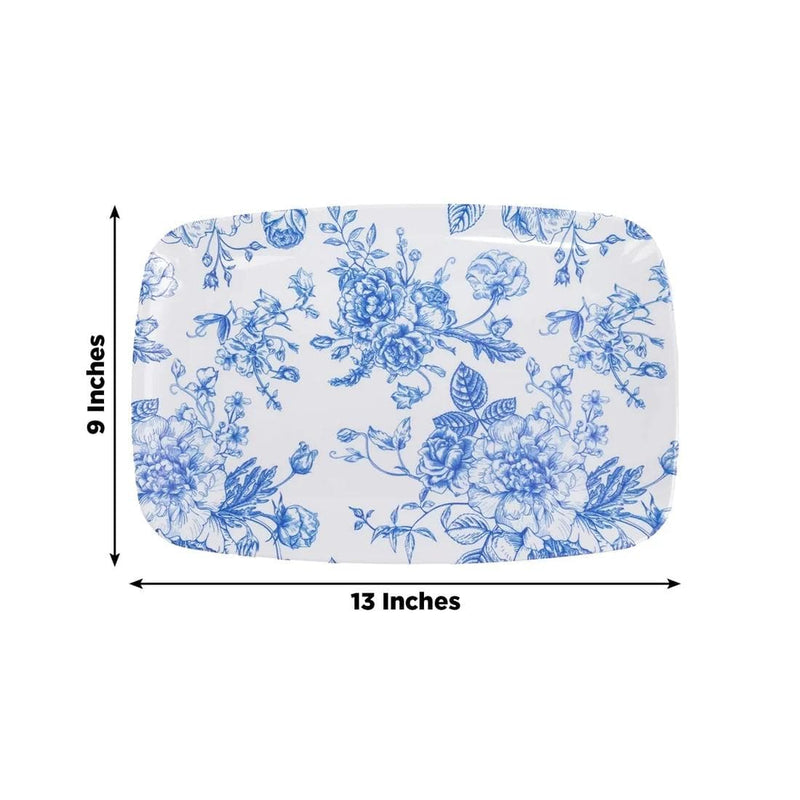 10 Rectangular 13" x 9" French Toile Plastic Serving Trays