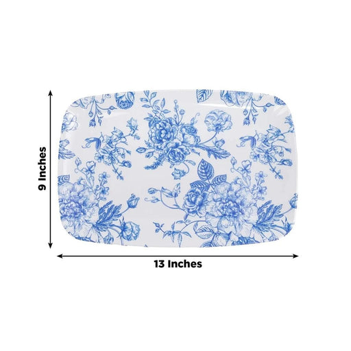 10 Rectangular 13" x 9" French Toile Plastic Serving Trays