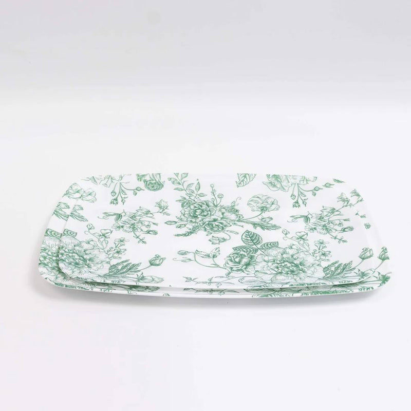 10 Rectangular 13" x 9" French Toile Plastic Serving Trays