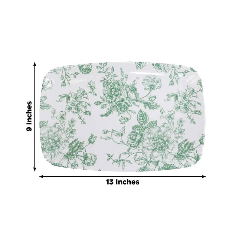 10 Rectangular 13" x 9" French Toile Plastic Serving Trays