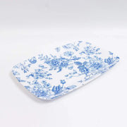 10 Rectangular 13" x 9" French Toile Plastic Serving Trays DSP_TR0023_FLOR_13_BLUE