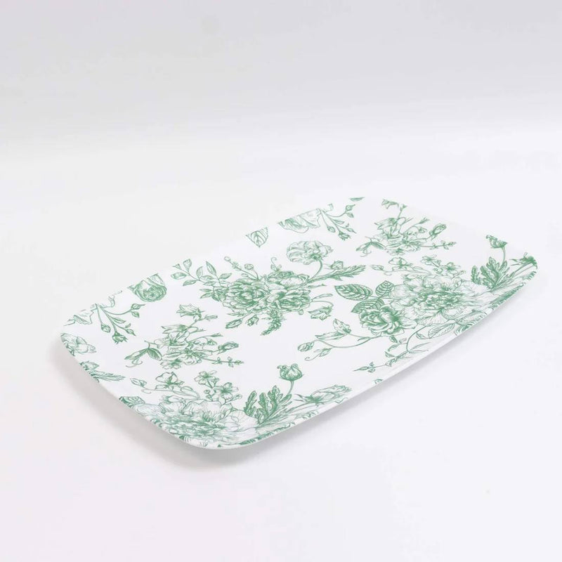 10 Rectangular 13" x 9" French Toile Plastic Serving Trays DSP_TR0023_FLOR_13_SAGE
