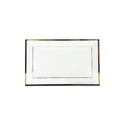 10 Rectangular Plastic Serving Trays with Gold Rim - Clear DSP_TR0016_13_CLGD