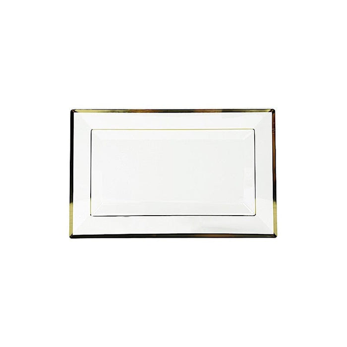 10 Rectangular Plastic Serving Trays with Gold Rim - Clear DSP_TR0016_13_CLGD