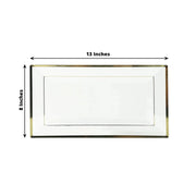 10 Rectangular Plastic Serving Trays with Gold Rim - Clear DSP_TR0016_13_CLGD