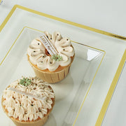 10 Rectangular Plastic Serving Trays with Gold Rim - Clear DSP_TR0016_13_CLGD