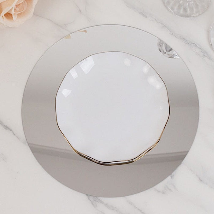 10 Round 10" Decorative Mirror Plastic Charger Plates MIRR_PS_RND_10_SILV