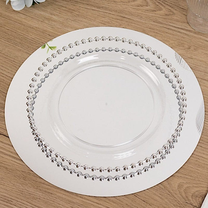 10 Round 10" Decorative Mirror Plastic Charger Plates MIRR_PS_RND_10_SILV