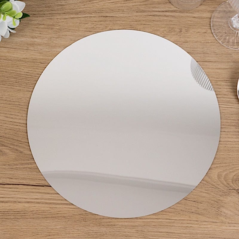 10 Round 10" Decorative Mirror Plastic Charger Plates MIRR_PS_RND_10_SILV