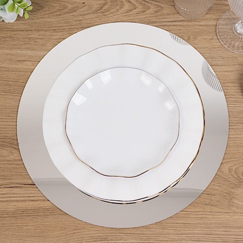 10 Round 12" Decorative Mirror Plastic Charger Plates MIRR_PS_RND_12_SILV