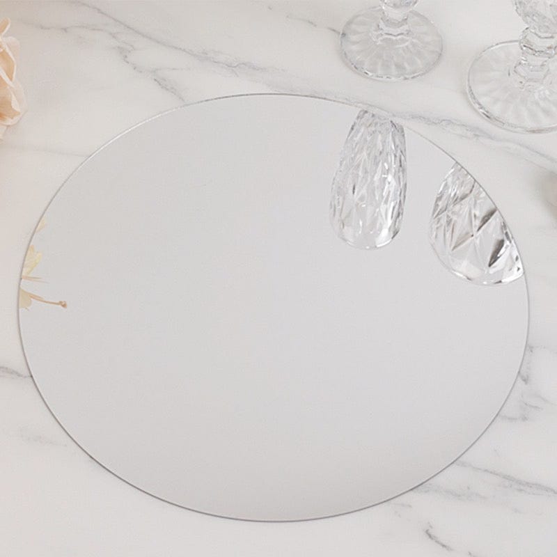 10 Round 12" Decorative Mirror Plastic Charger Plates MIRR_PS_RND_12_SILV