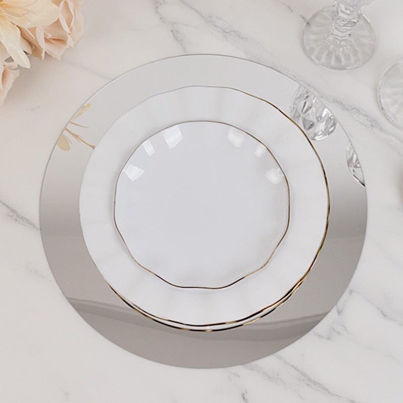 10 Round 12" Decorative Mirror Plastic Charger Plates MIRR_PS_RND_12_SILV