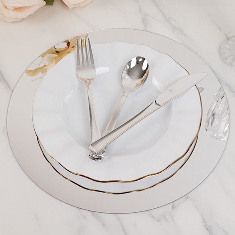 10 Round 12" Decorative Mirror Plastic Charger Plates MIRR_PS_RND_12_SILV