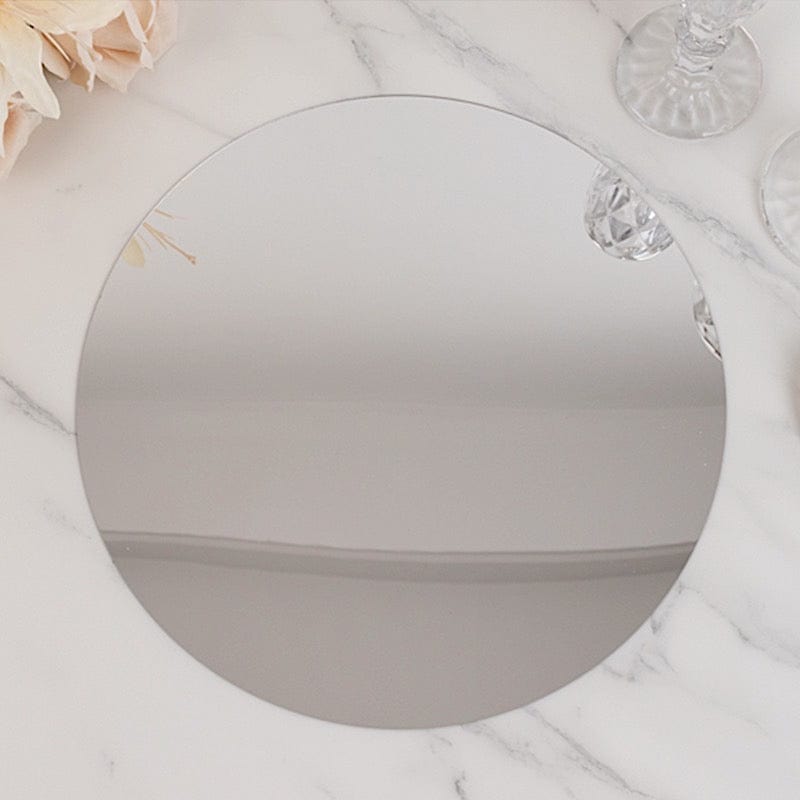 10 Round 12" Decorative Mirror Plastic Charger Plates MIRR_PS_RND_12_SILV