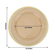 10 Round 12" Heavy Duty Plastic Charger Plates with Metallic Rim