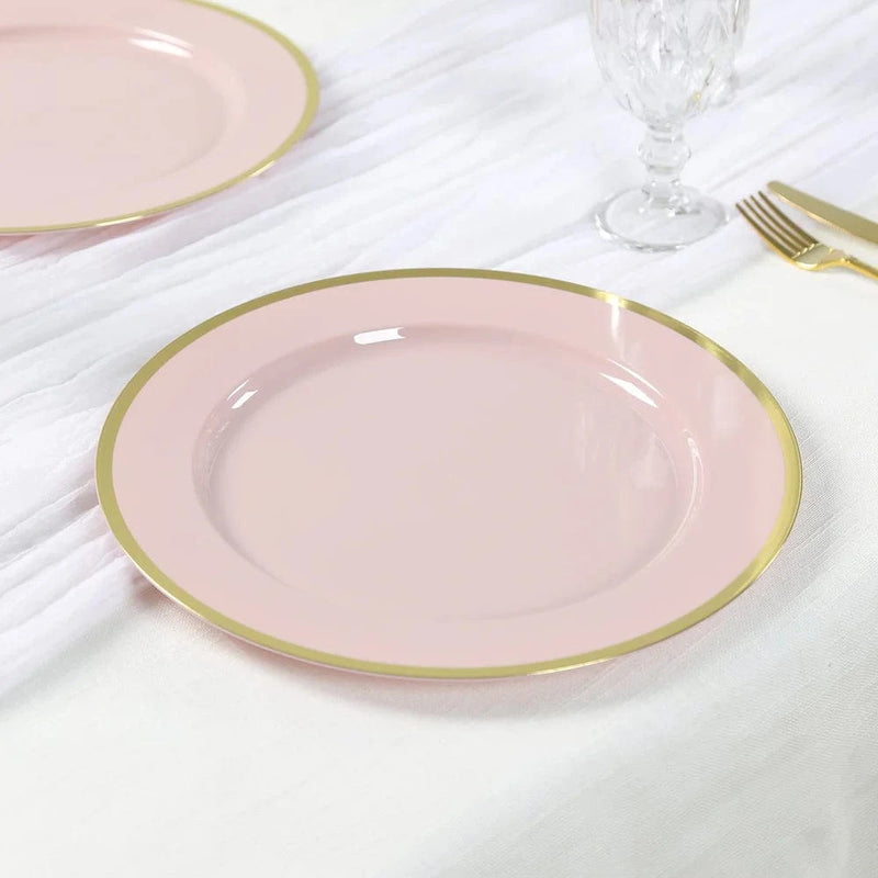 10 Round 12" Heavy Duty Plastic Charger Plates with Metallic Rim