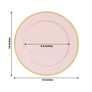 10 Round 12" Heavy Duty Plastic Charger Plates with Metallic Rim