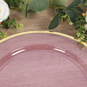 10 Round 12" Heavy Duty Plastic Charger Plates with Metallic Rim