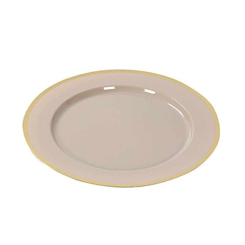 10 Round 12" Heavy Duty Plastic Charger Plates with Metallic Rim