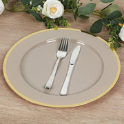 10 Round 12" Heavy Duty Plastic Charger Plates with Metallic Rim